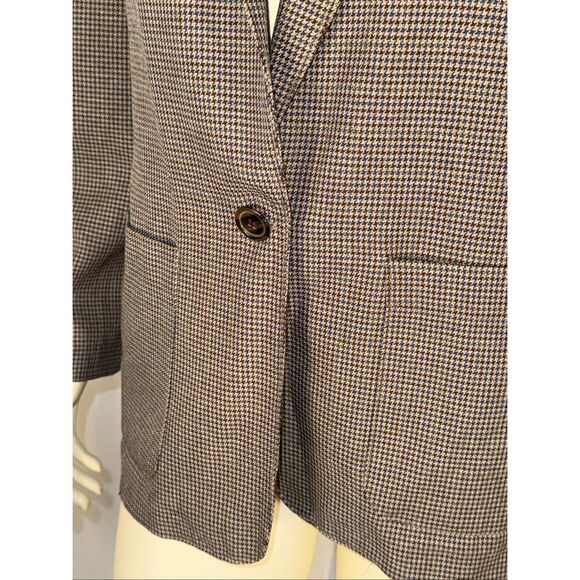 Vintage Alfred Dunner Houndstooth Blazer – Brown & Blue Check, Made in USA, Size - Picture 3 of 10